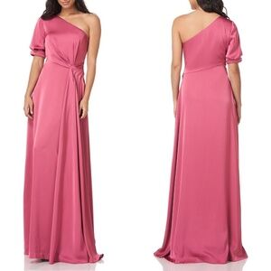 NEW Kay Unger Izabella One Shoulder Gown in Berry Sorbet Sz. 8
